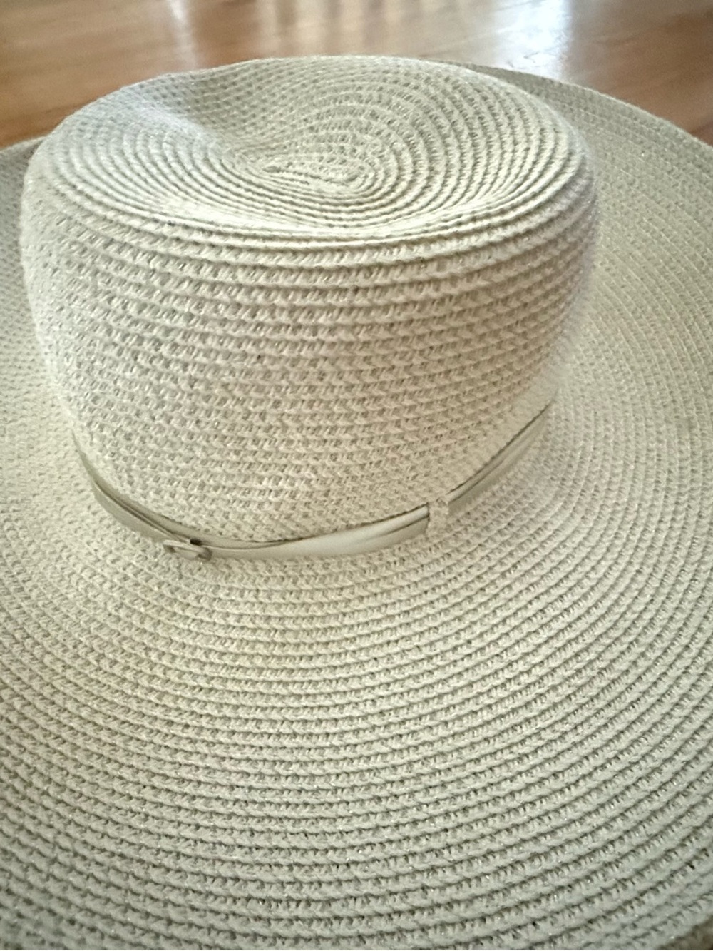 San Diego Hat Co. Ivory Wide Brim Floppy Sun Hat Silver Band